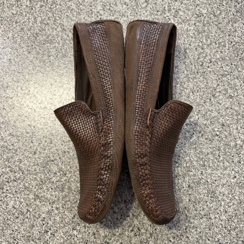 Tommy Bahama Shoes Mens 16 Naples Driver Woven Venetian Brown Slip On Loafers